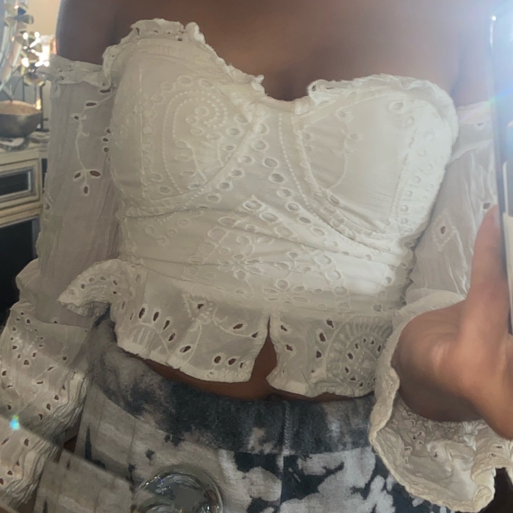 Balloon Sleeve corset boohoo crop top